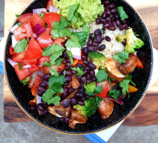 vegan fajita bowl